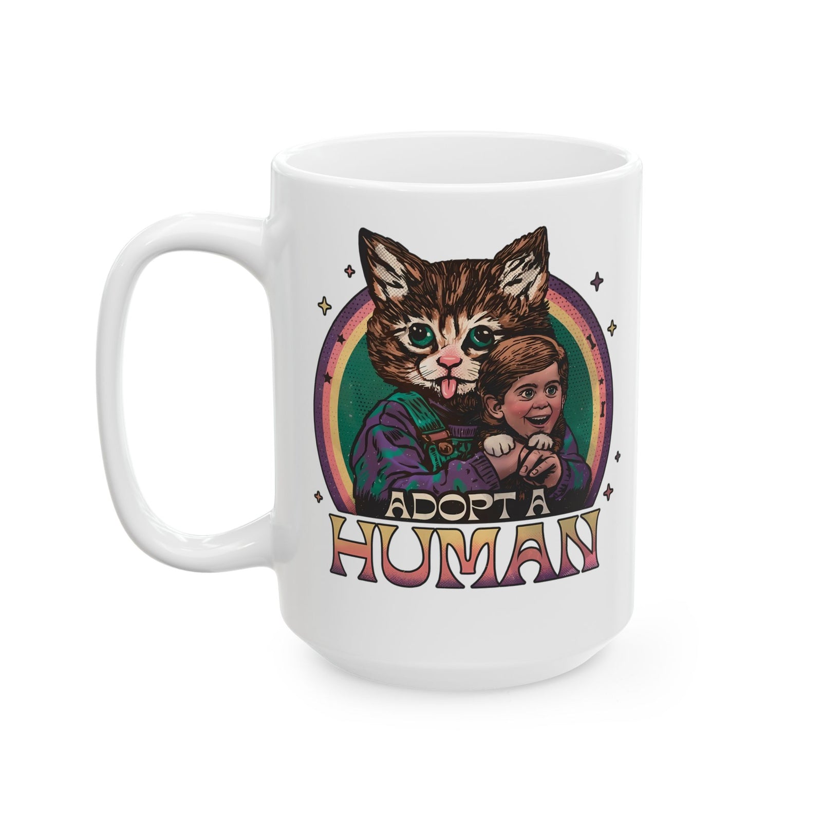 Adopt a Human Funny Cat Ceramic Mug