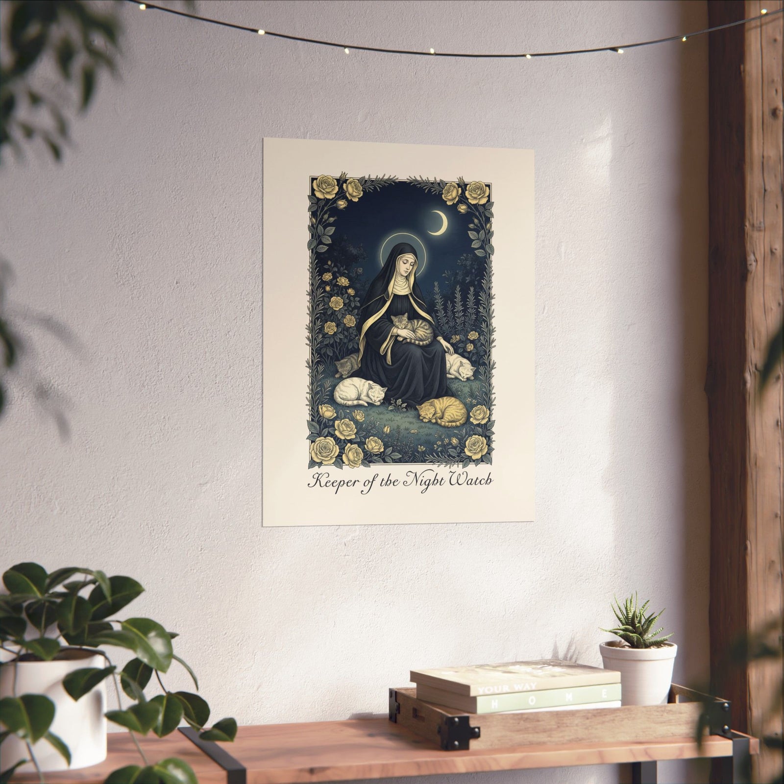 Keeper of the Night Watch Gertrude of Nivelles Cats Poster