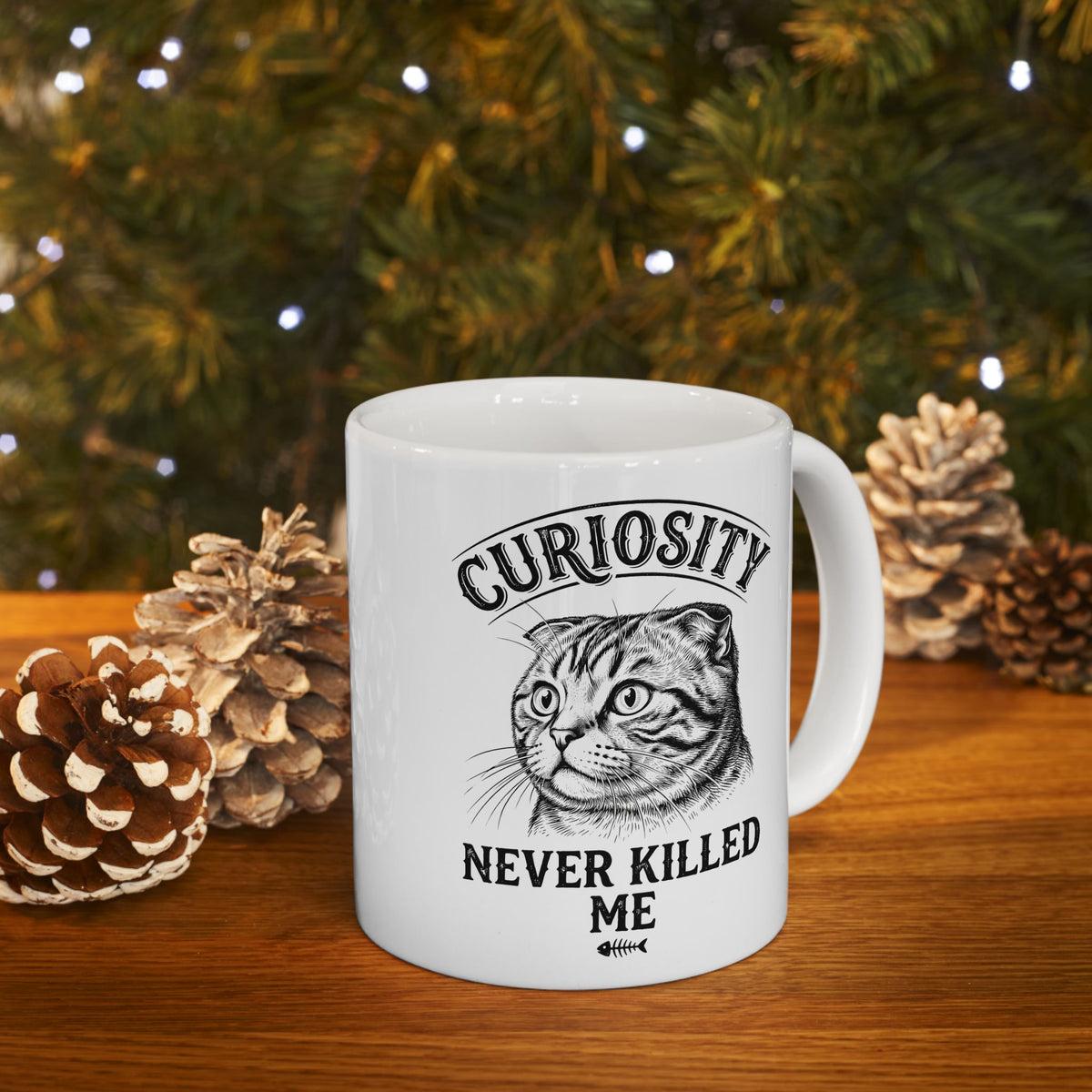 Curiosity Never Killed The Cat Ceramic Mug — Funny Cat Lover Mug