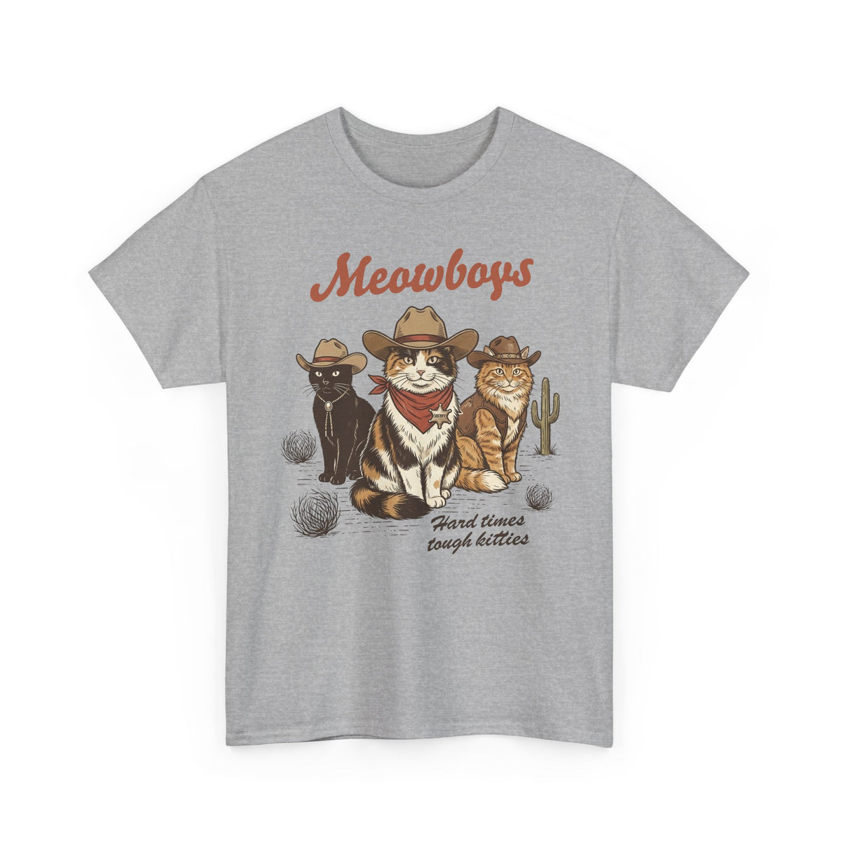 Meowboys Cat Cowboy T-Shirt — Funny Western Cat Tee for Cat Lovers