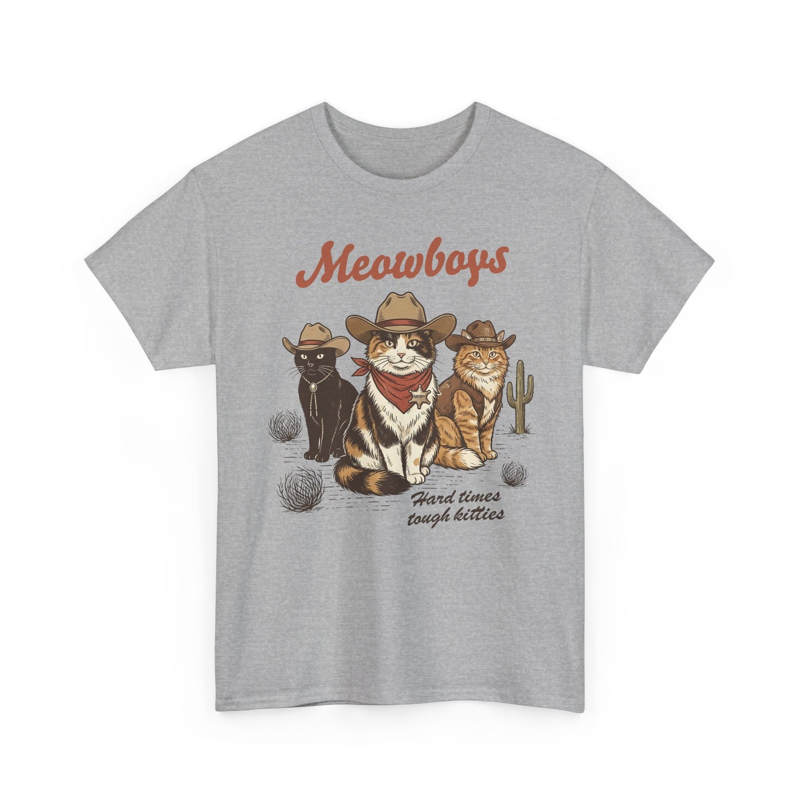 Meowboys Cat Cowboy T-Shirt — Funny Western Cat Tee for Cat Lovers