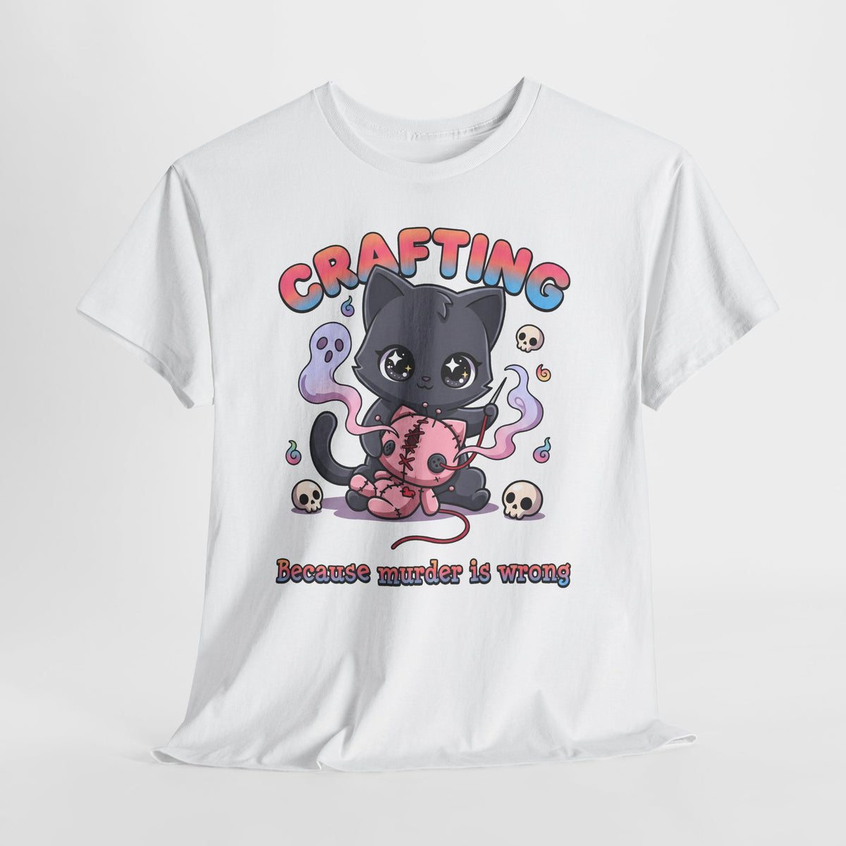 Crafting Because Murder Is Wrong Black Cat Shirt — Creepy Cute Voodoo Doll T-Shirt