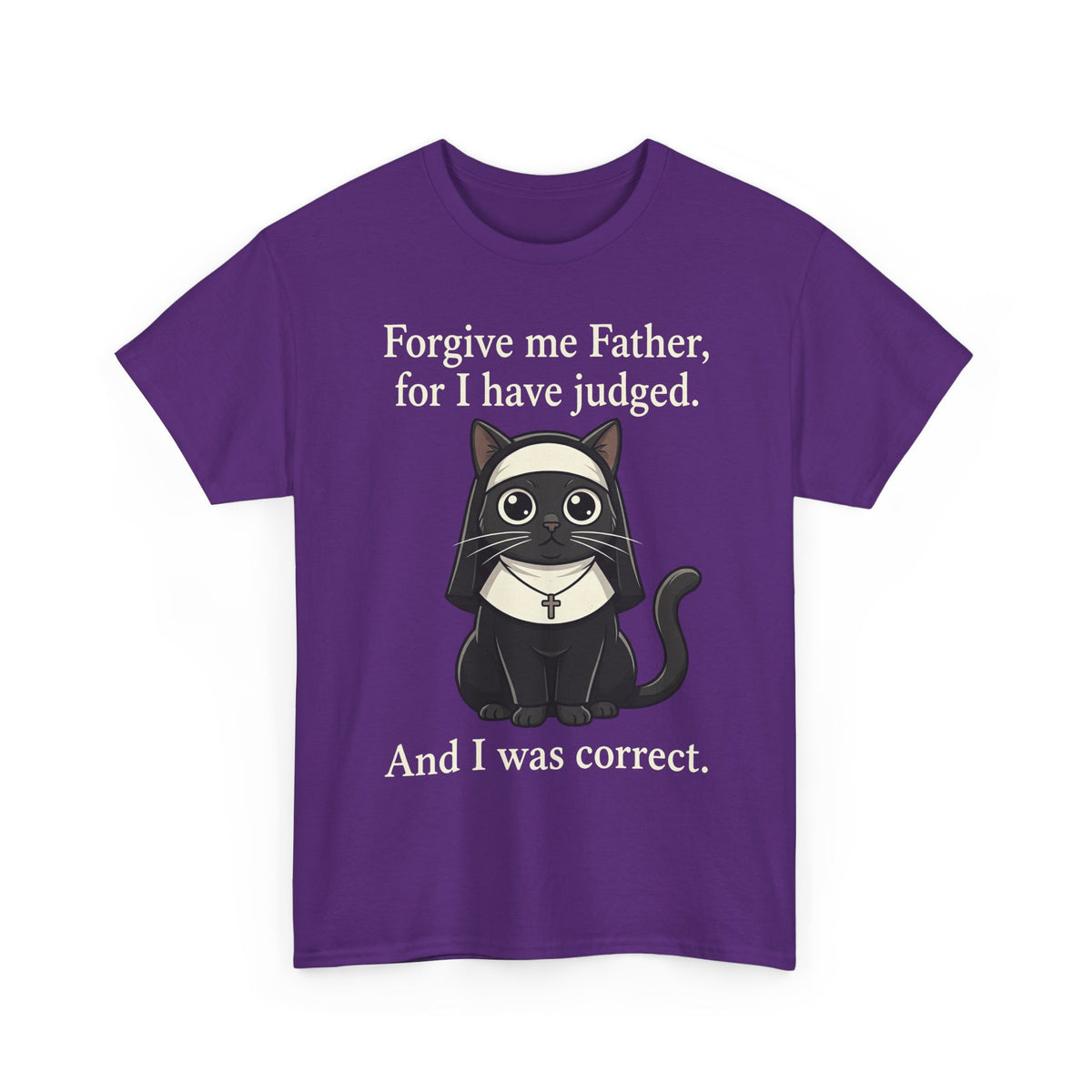 Gothic Cat T‑Shirt — “Forgive me Father, for I have judged. And I was correct.”