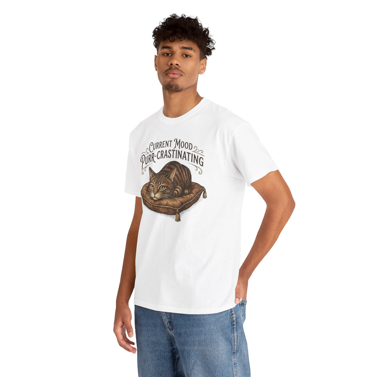 Current Mood: Purr-Crastinating Cat T-Shirt