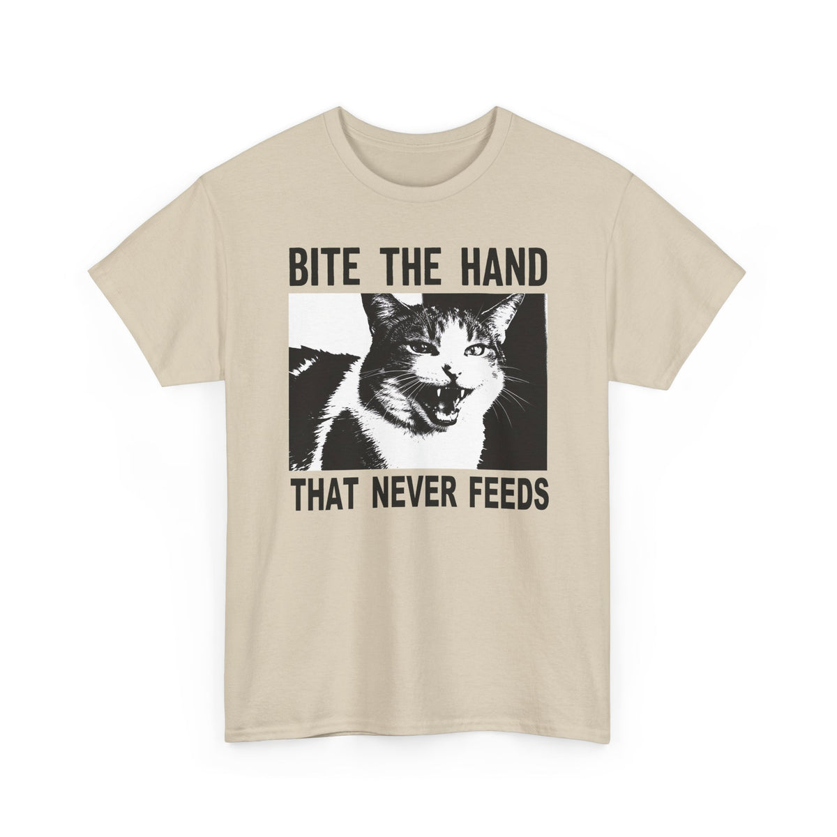 Cat Bite The Hand That Never Feeds Graphic Tee