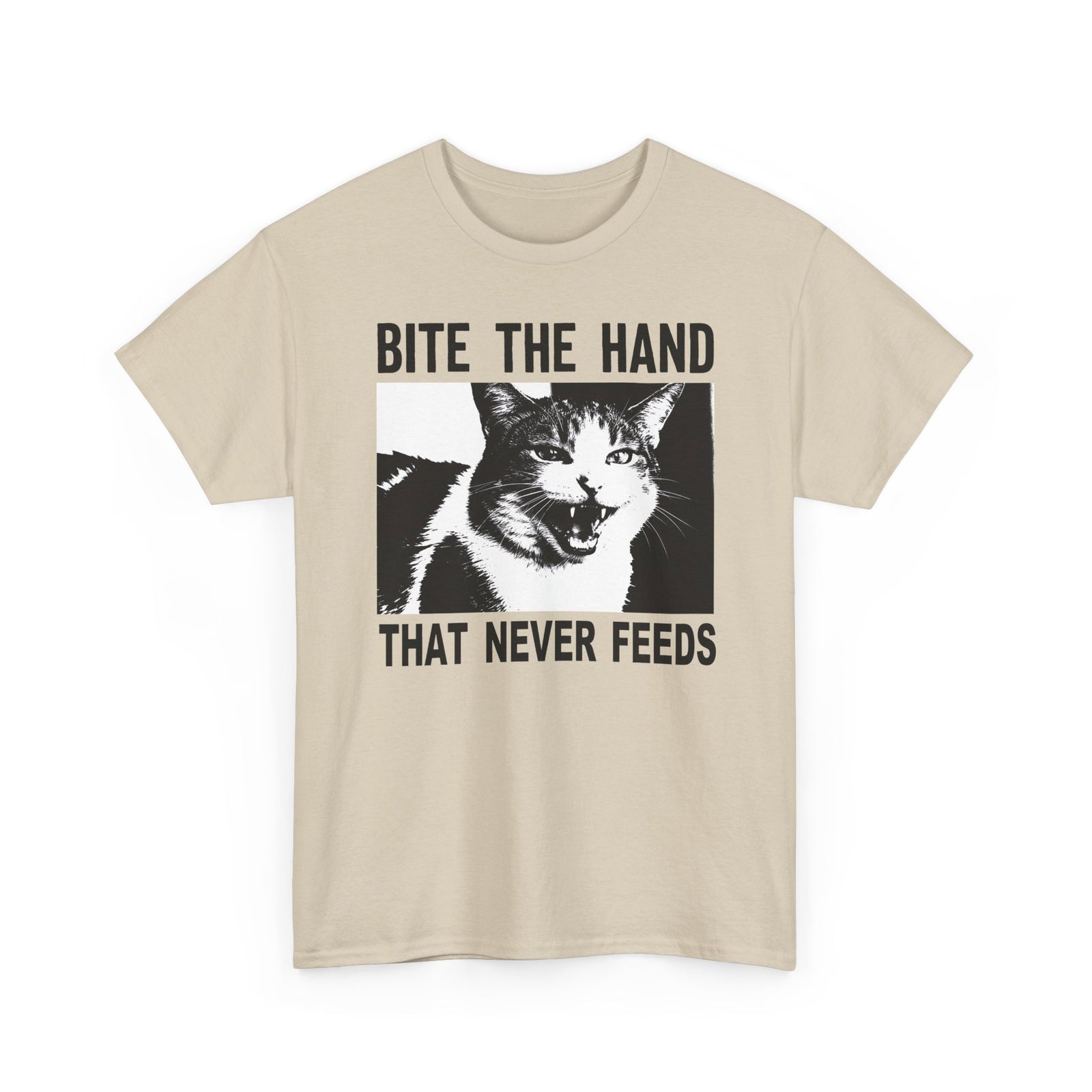 Cat Bite The Hand That Never Feeds Graphic Tee