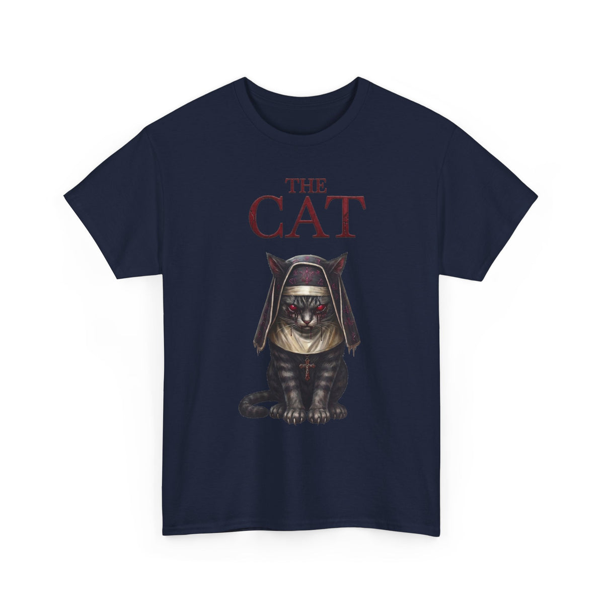 The Cat Horror Movie Parody T-Shirt — Demonic Nun Tabby Cat Tee