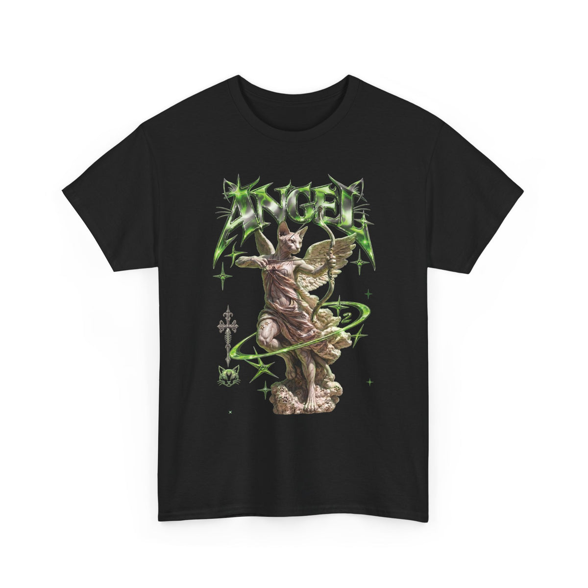 Funny Angel Hairless Sphynx Cat Shirt — Renaissance Cyber-Goth T-Shirt