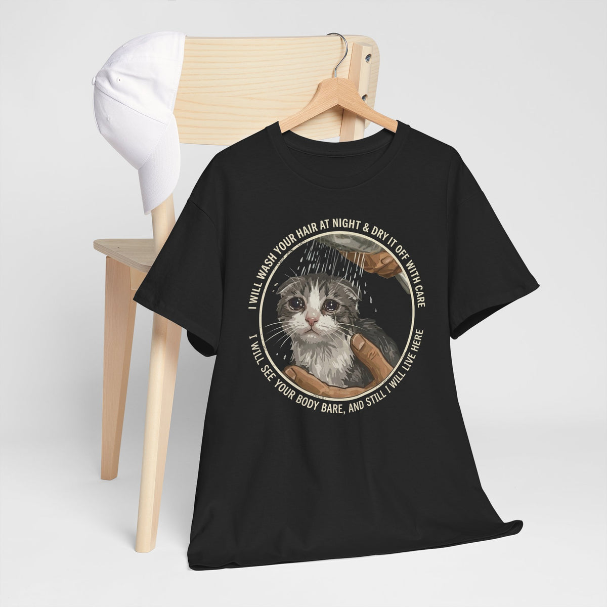 Kitten Rescue Tee — 'I Walk Into Your Hair at Night' Cute Cat Photo T-Shirt