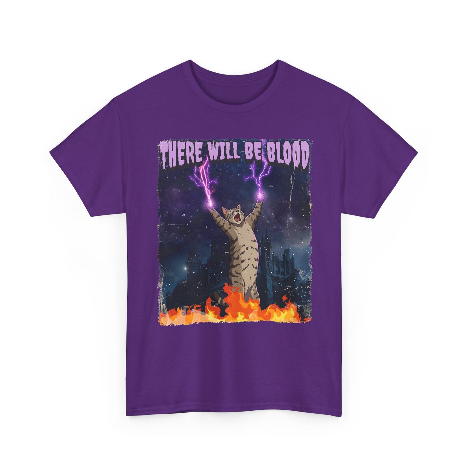 There Will Be Blood Cat T‑Shirt – Gothic Fire Magic Graphic Tee