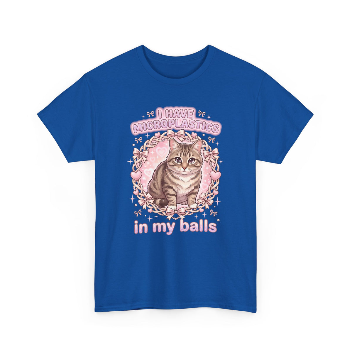 Funny Cat Tee "I Have Microplastics In My Balls" Meme Shirt
