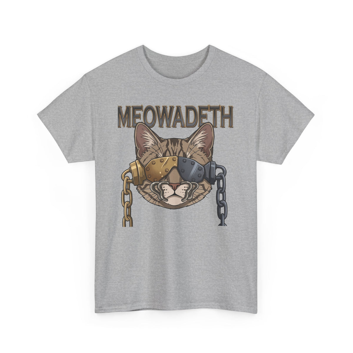 Meowadeth Cat Band Tee – Vintage Metal Cat Graphic T-Shirt