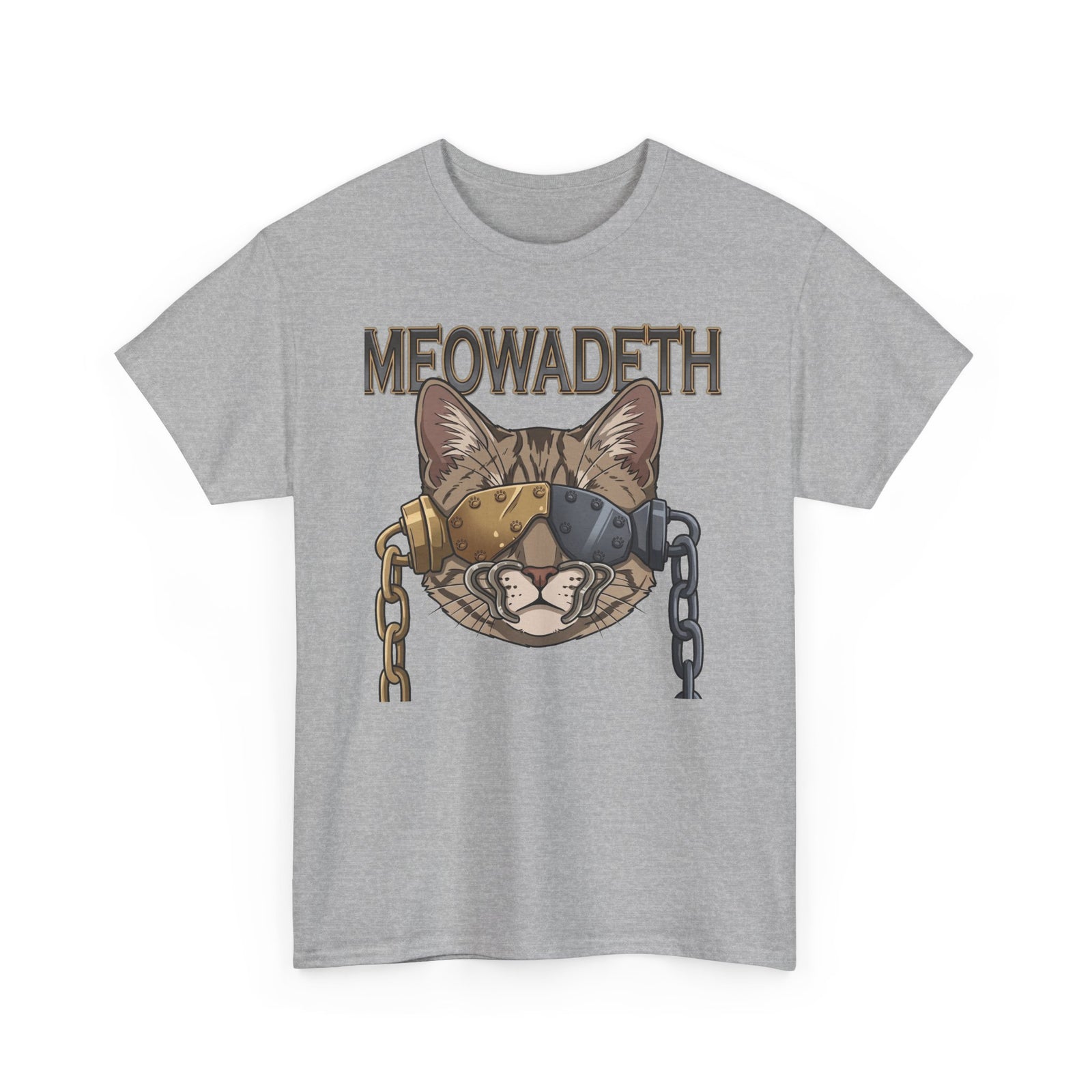 Meowadeth Cat Band Tee – Vintage Metal Cat Graphic T-Shirt