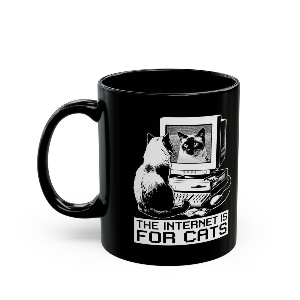 The Internet Is For Cats Black Mug