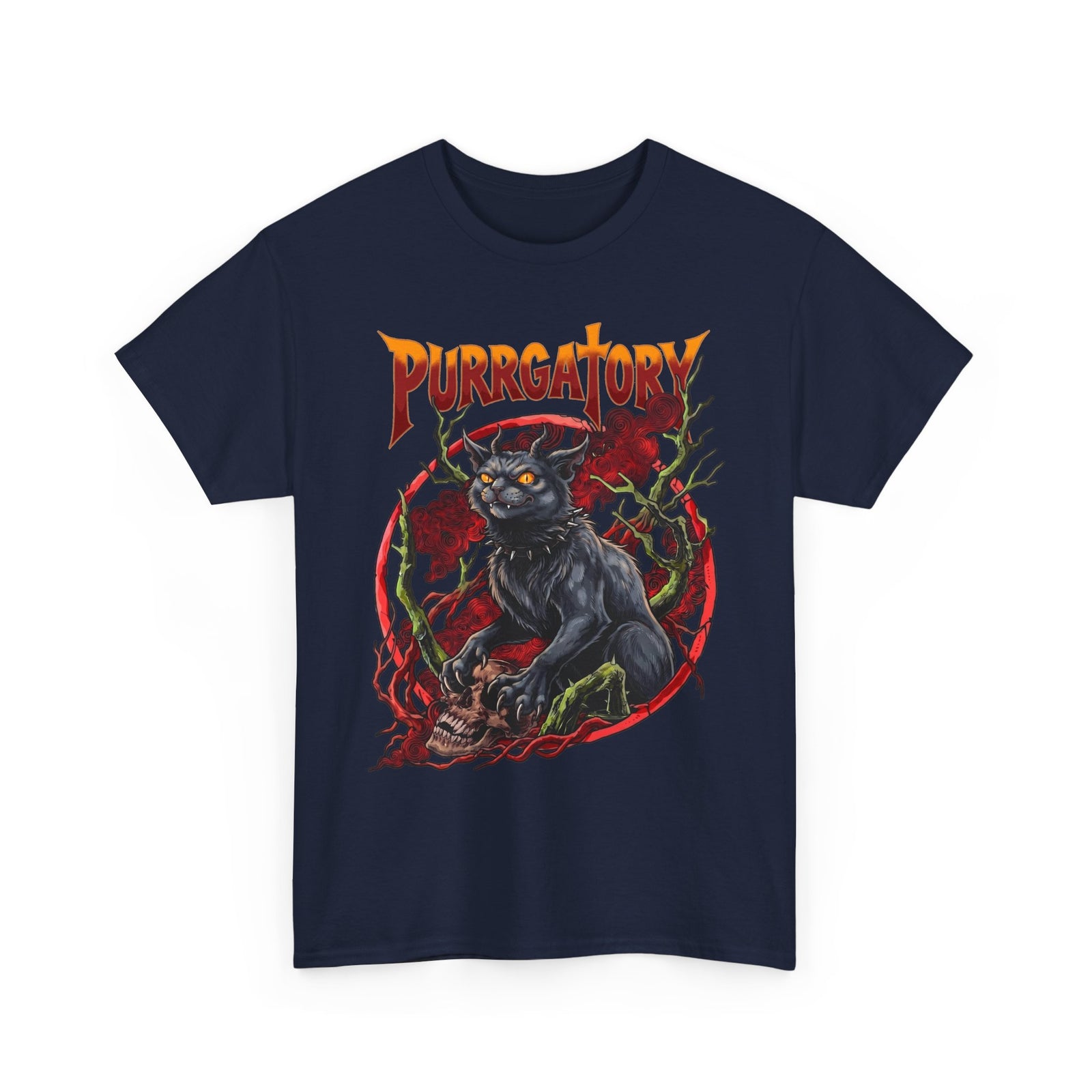 Purrgatory Demon Cat T-Shirt — Heavy Metal Occult Horned Feline Tee