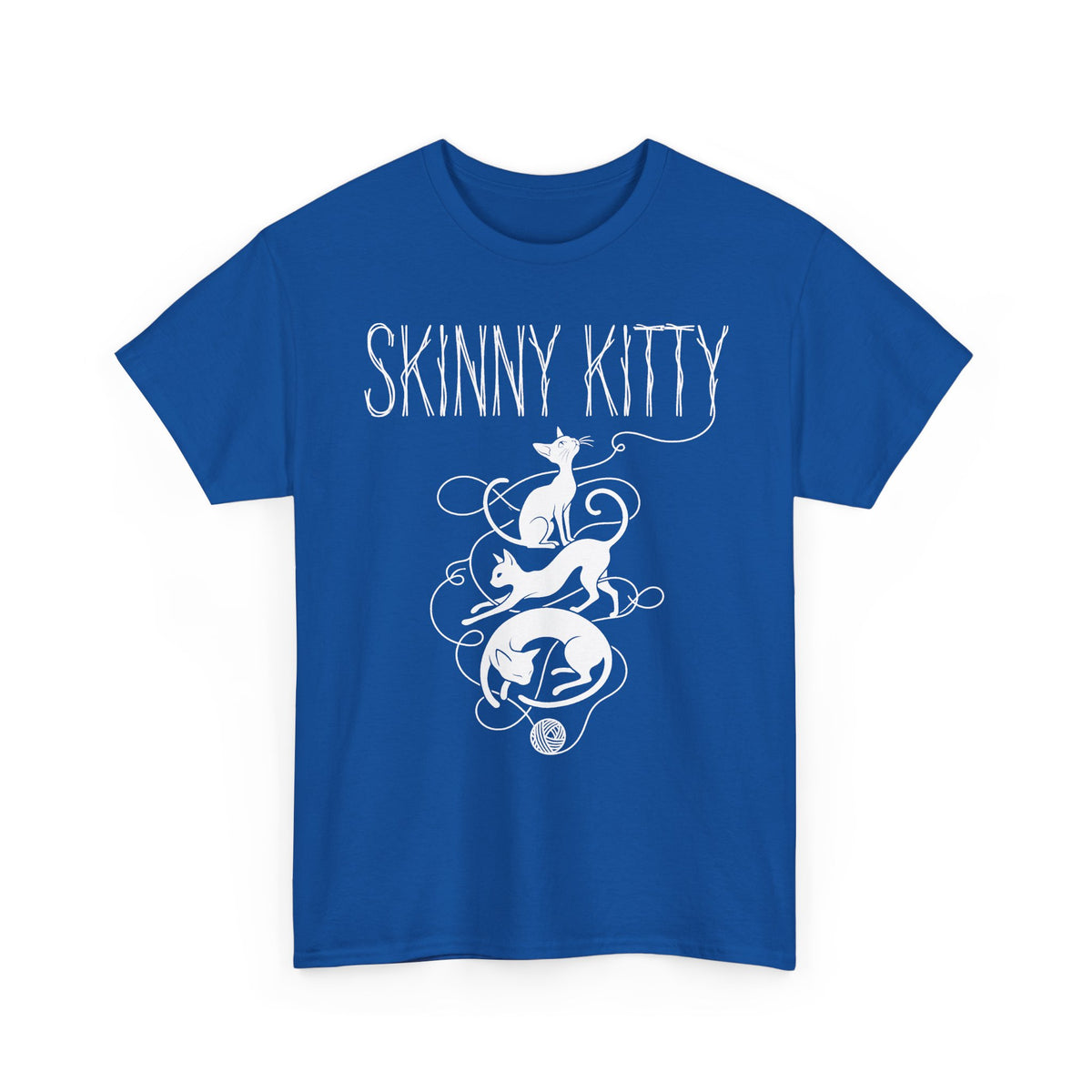 Skinny Kitty Graphic Tee — White Cat Silhouette Shirt for Cat Lovers