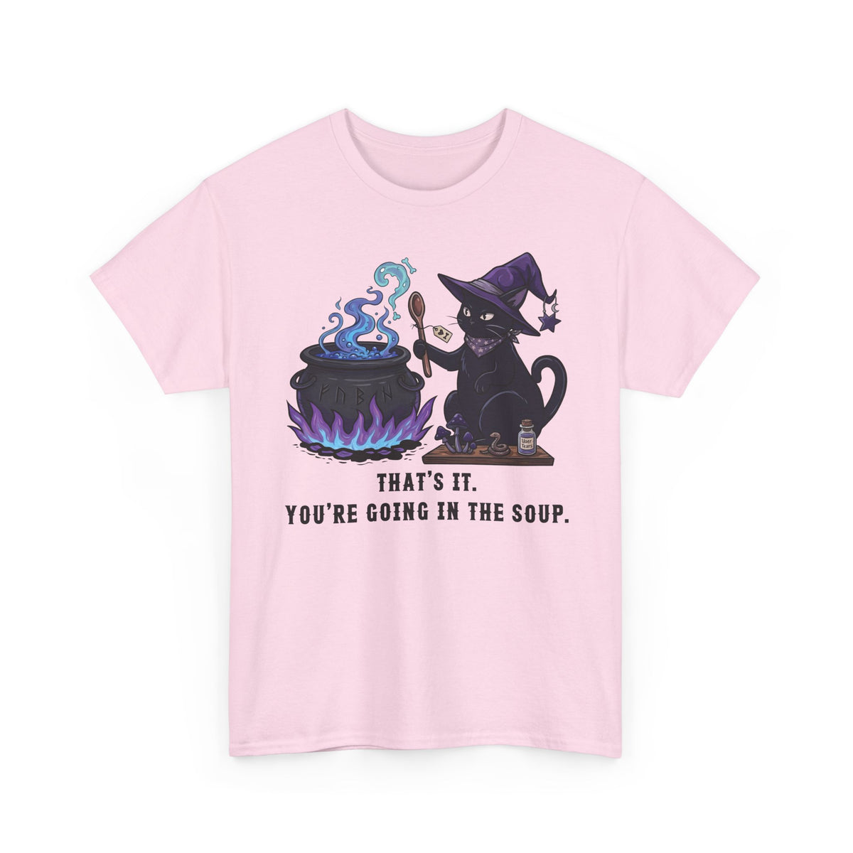 Black Cat “Purrfect Potion” Tee — Witchy Cat Graphic T-Shirt