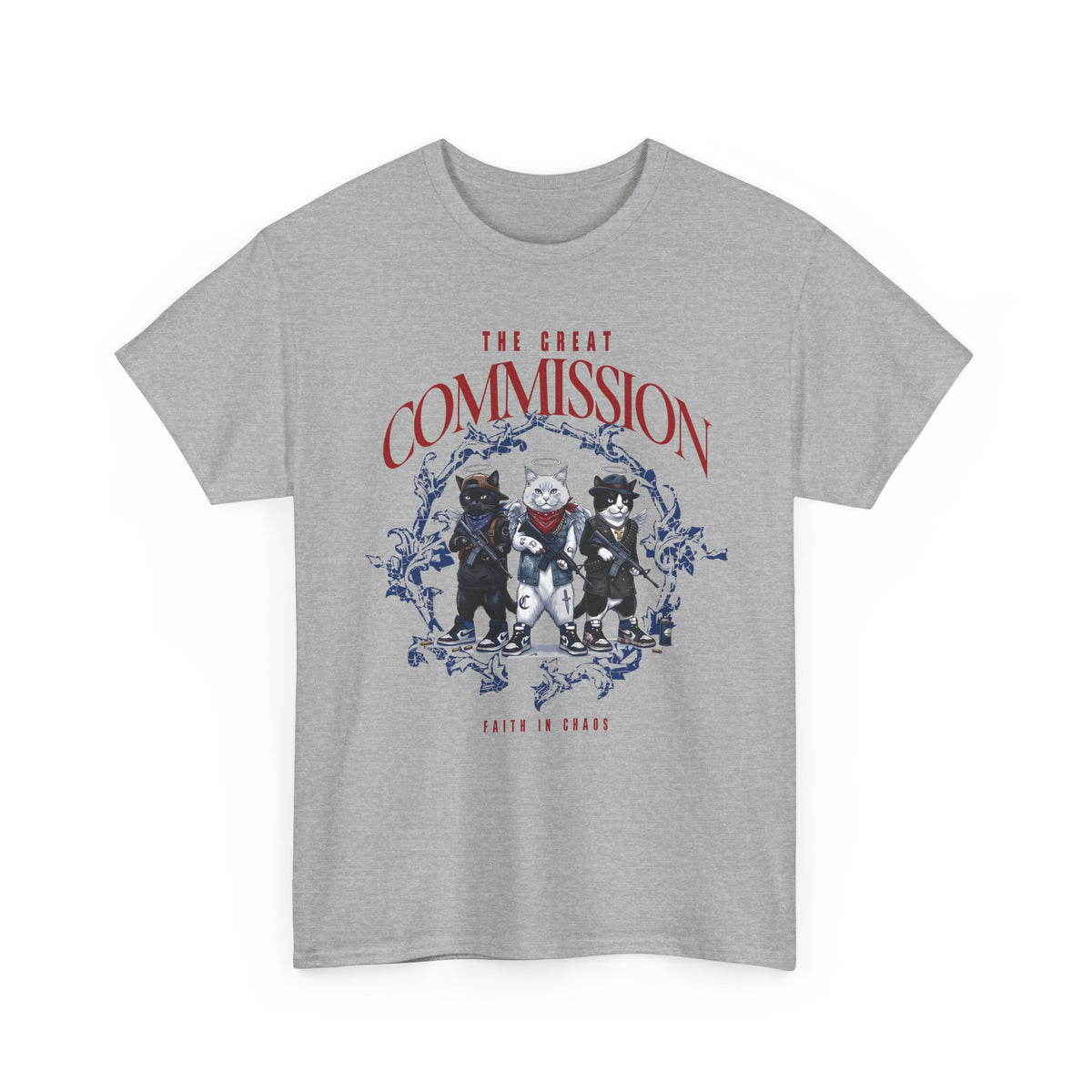 The Great Commission Faith In Chaos T-Shirt — Edgy Streetwear Angel Cats Tee