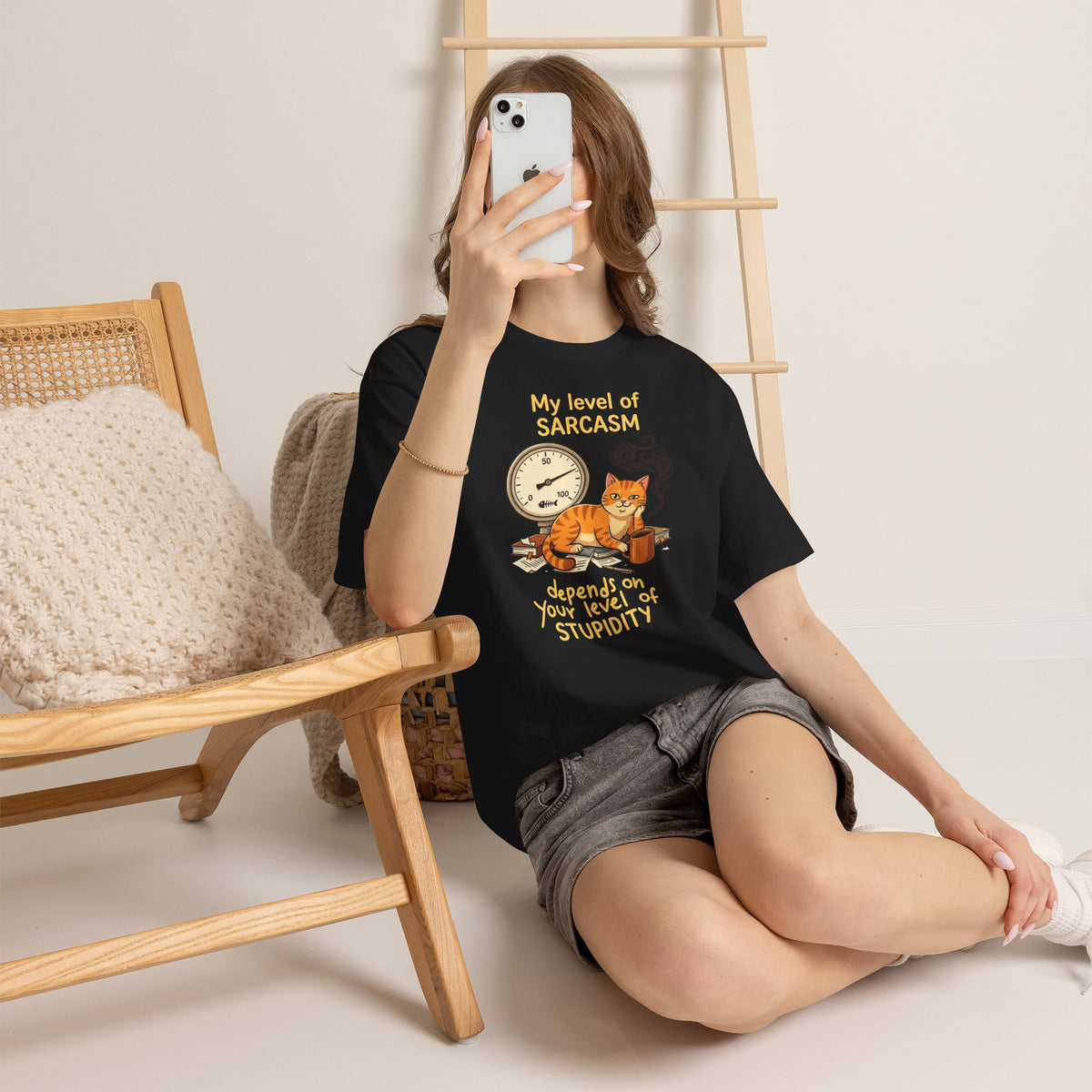 Sarcasm Depends On Your Stupidity Cat T-Shirt