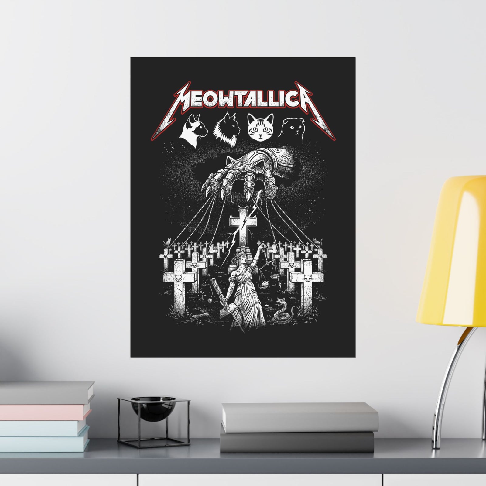 Meowtallica Graphic Poster — Metal Cat Band Poster