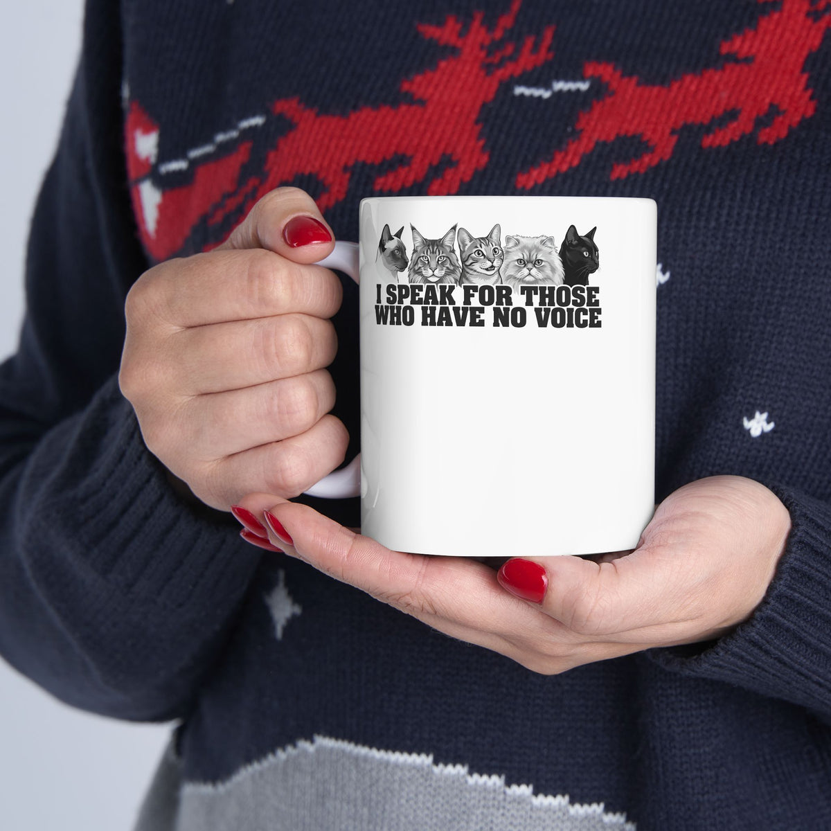 Cat Lover Ceramic Mug — "I Speak for Those Who Have No Voice" Animal Rescue Mug