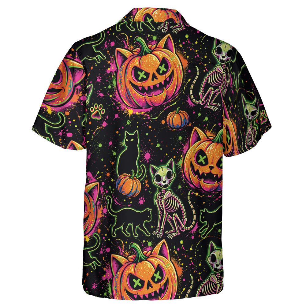 Neon Skeleton Cats & Pumpkins -  - 2