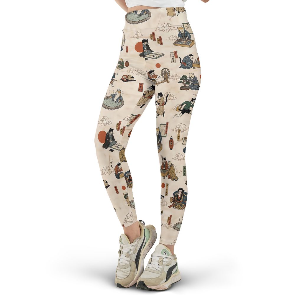 Ukiyo-e cat Full Print Legging -  - 2