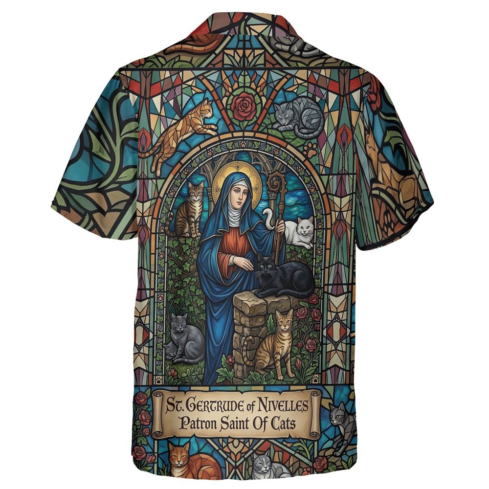 Patron Saint of Cats Stained Glass Hawaiian Shirt -  - 2