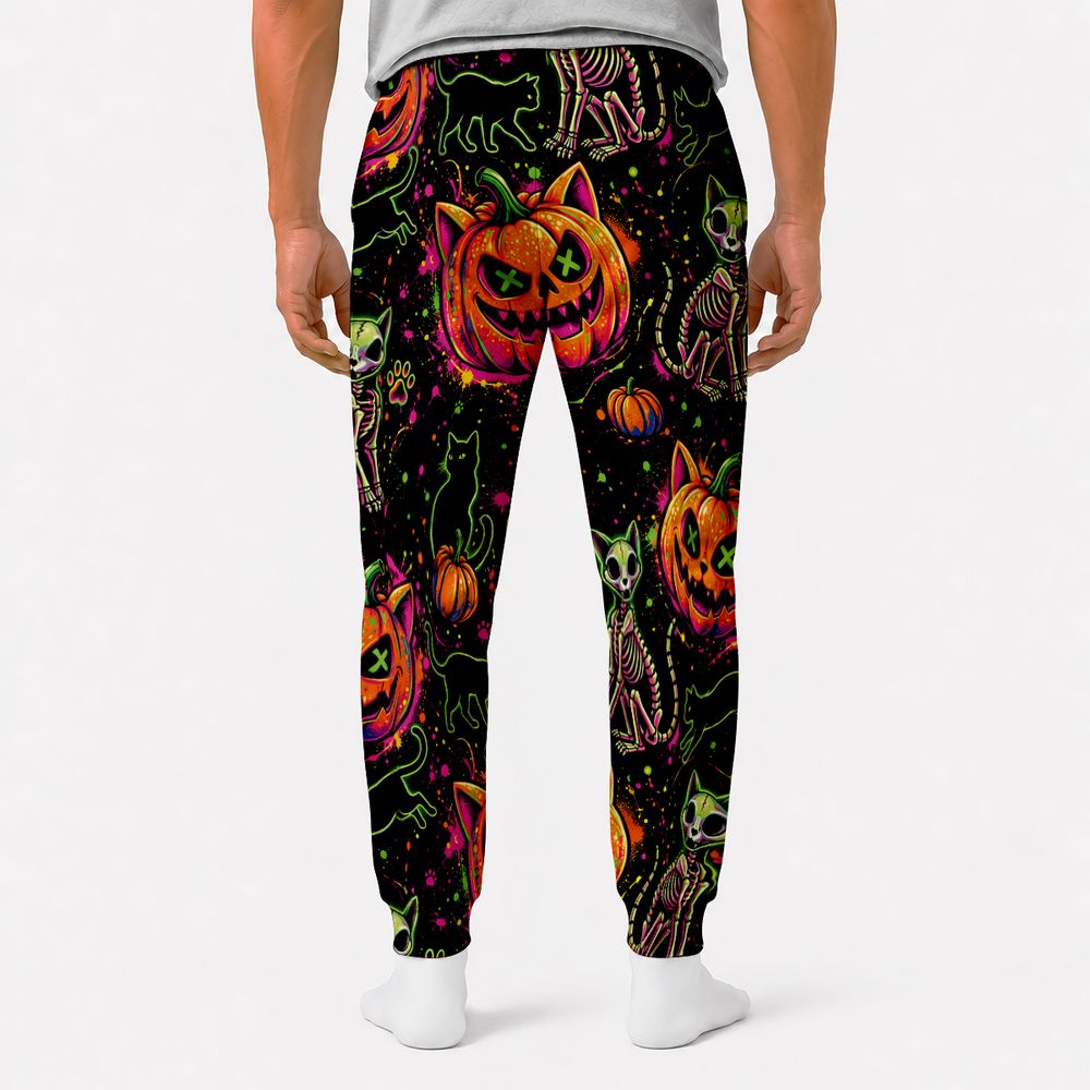 Neon Skeleton Cats & Pumpkins -  - 2
