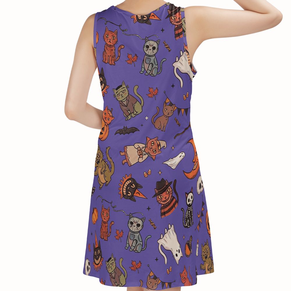 Retro Halloween Cats Purple -  - 2