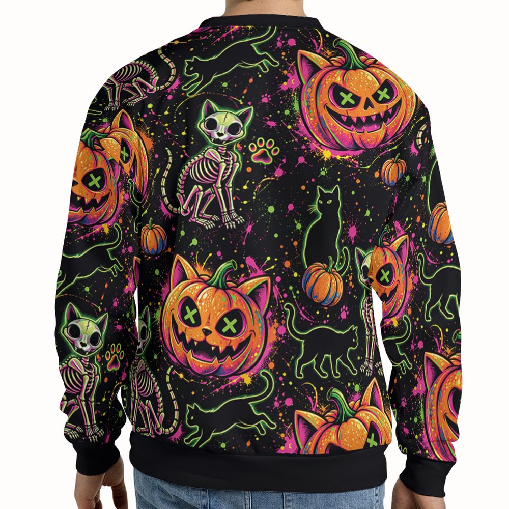 Neon Skeleton Cats & Pumpkins -  - 2