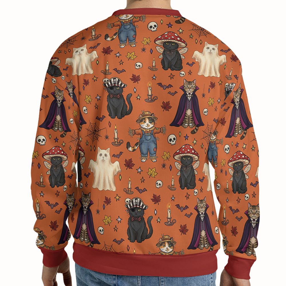 Feline Fright Fest Full Print Sweatshirt -  - 2