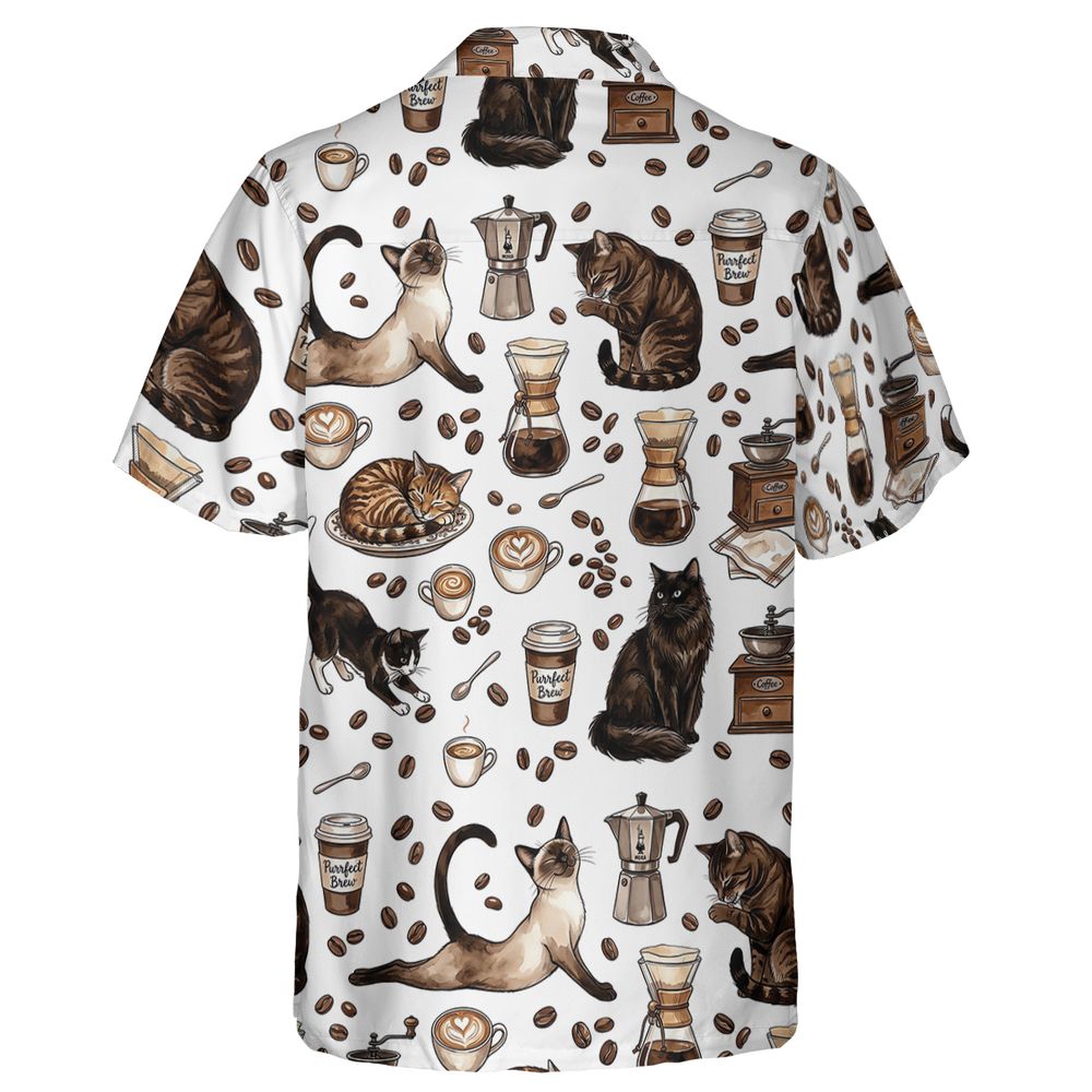 Cat and Coffee Hawaiian Shirt -  - 2