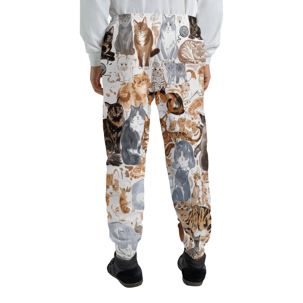 Watercolor cat Sweatpants -  - 2