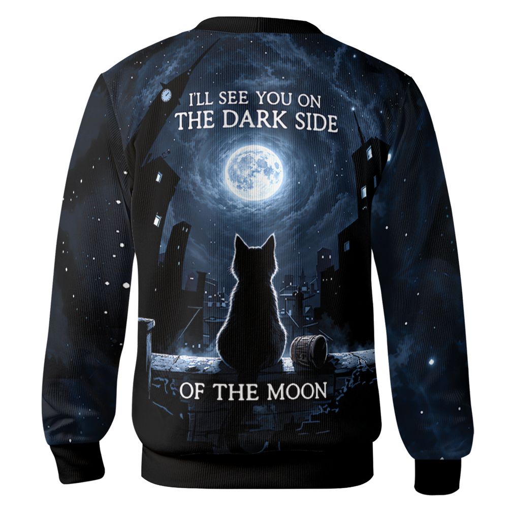 Cosmic Rainbow Moon Cat Silhouette Cardigan -  - 2