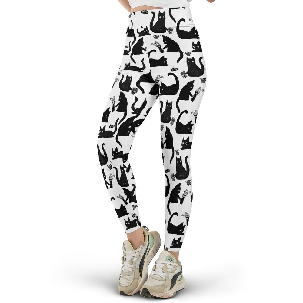 Mischievous Black Cat Pattern Full Print Legging -  - 2