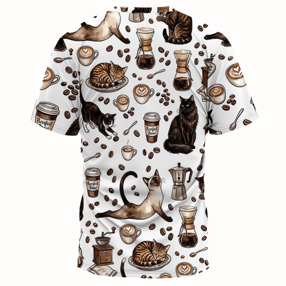 Cat and Coffee Full Print Unisex T-Shirt -  - 2