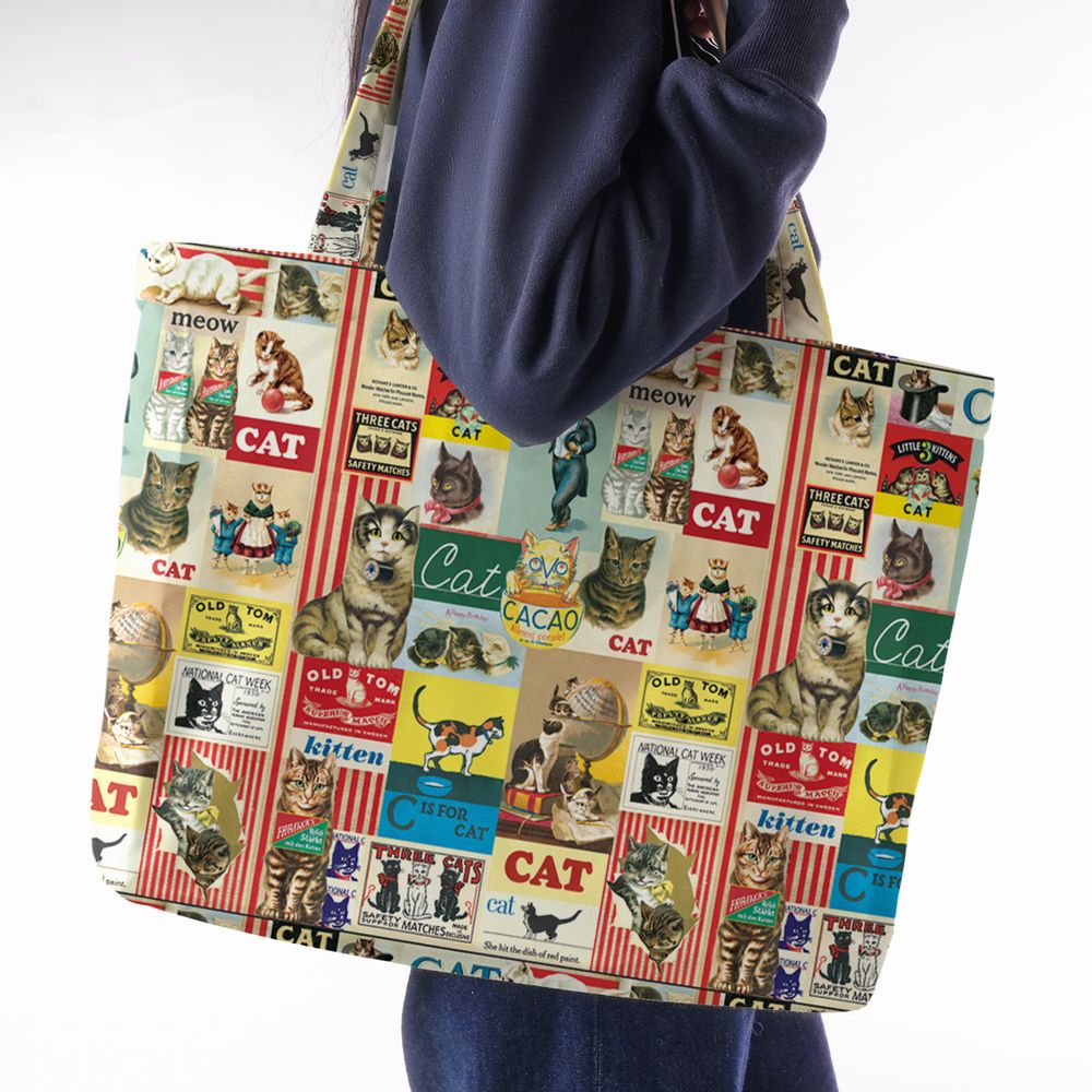 Musical Cats Playing Instruments Band Large Tote Bag -  - 2