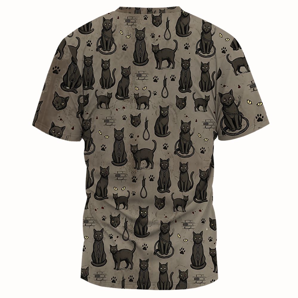 The black cat One eye Cat Full Print Unisex T-Shirt -  - 2