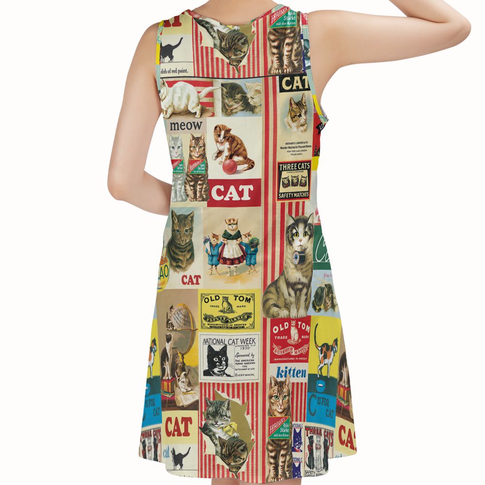 Musical Cats Playing Instruments Band Sleeveless Dress -  - 2