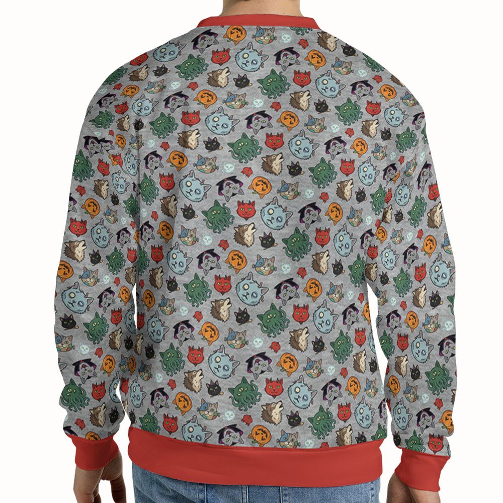 Spooky Monster Cat Mashup Halloween Full Print Sweatshirt -  - 2