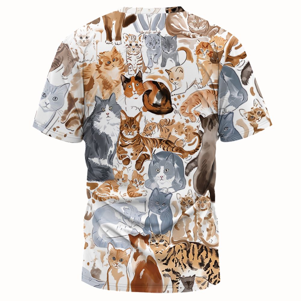 Watercolor cat Full Print Unisex T-Shirt -  - 2