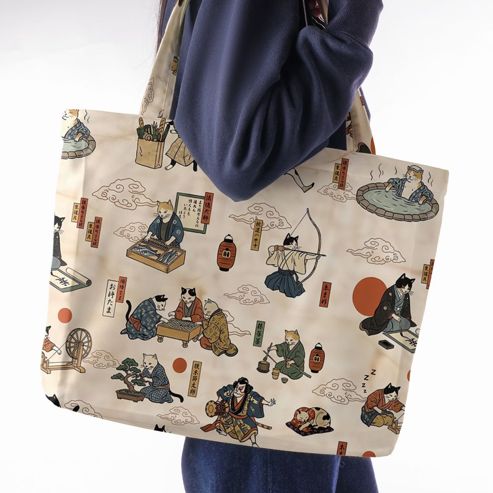 Ukiyo-e cat Large Tote Bag -  - 2