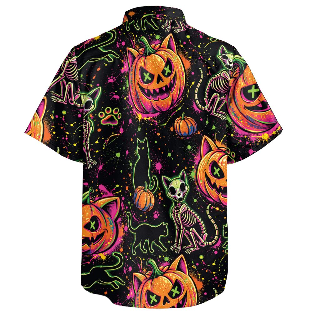 Neon Skeleton Cats & Pumpkins -  - 2