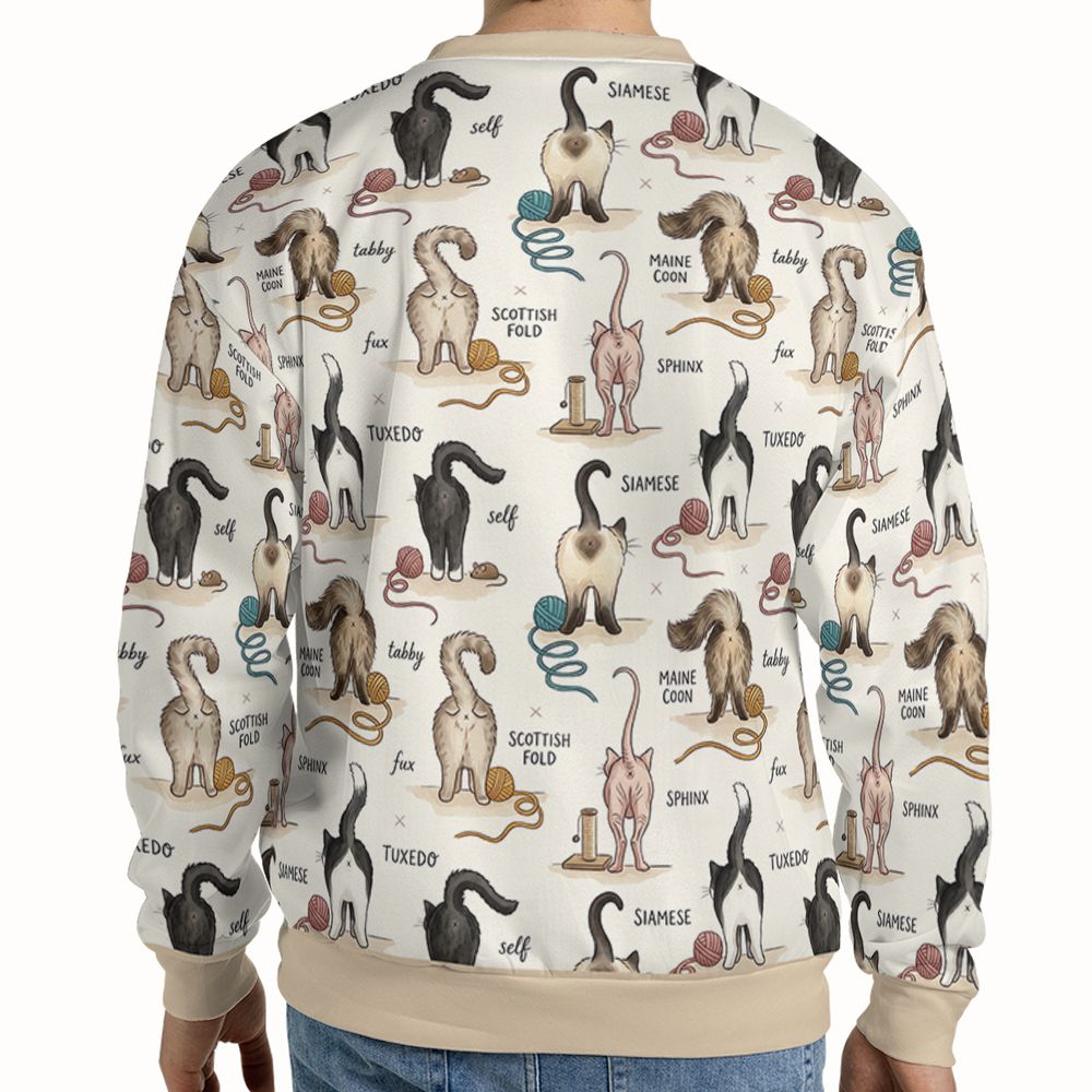 Funny Cat Butts Breed Chart Full Print Sweatshirt -  - 2