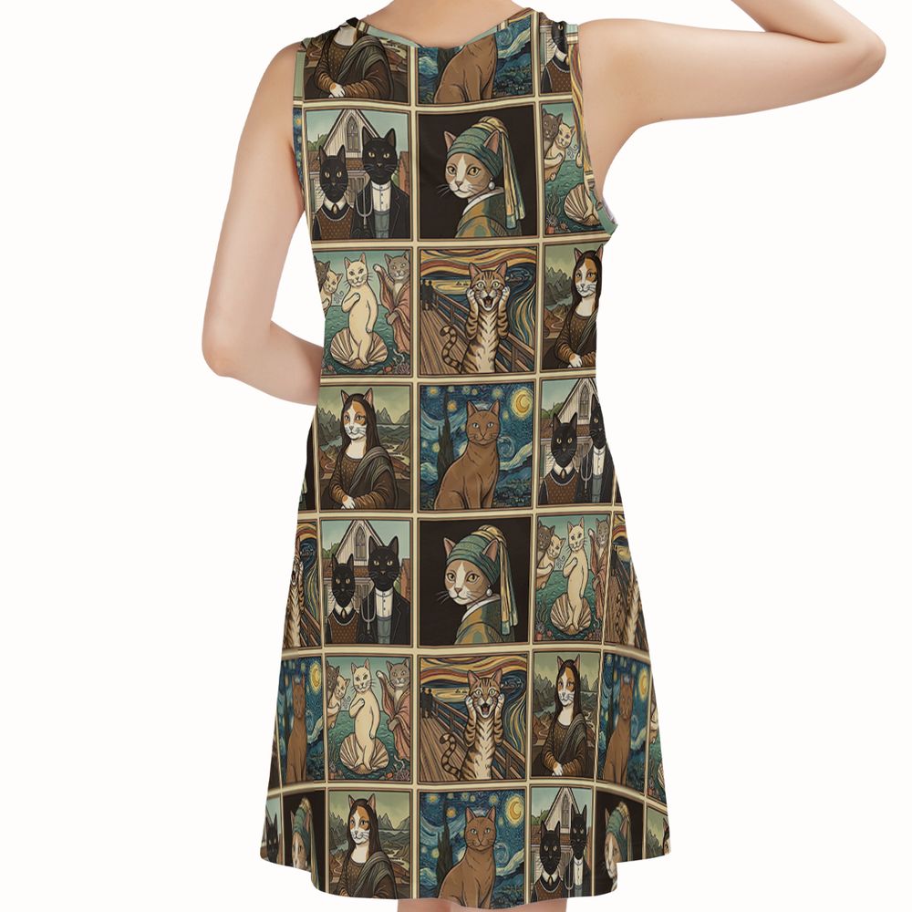 Cats in Arts Sleeveless Dress -  - 2