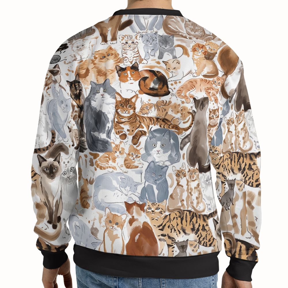 Watercolor cat Full Print Sweatshirt -  - 2