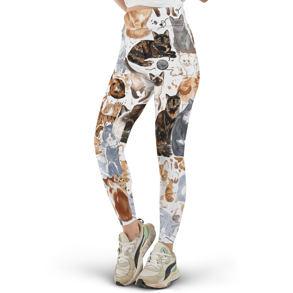 Watercolor cat Full Print Legging -  - 2