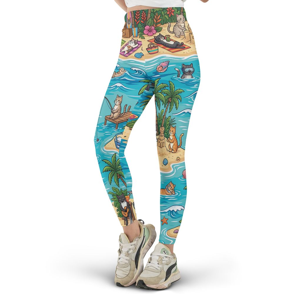 Cats Surfing Full Print Legging -  - 2