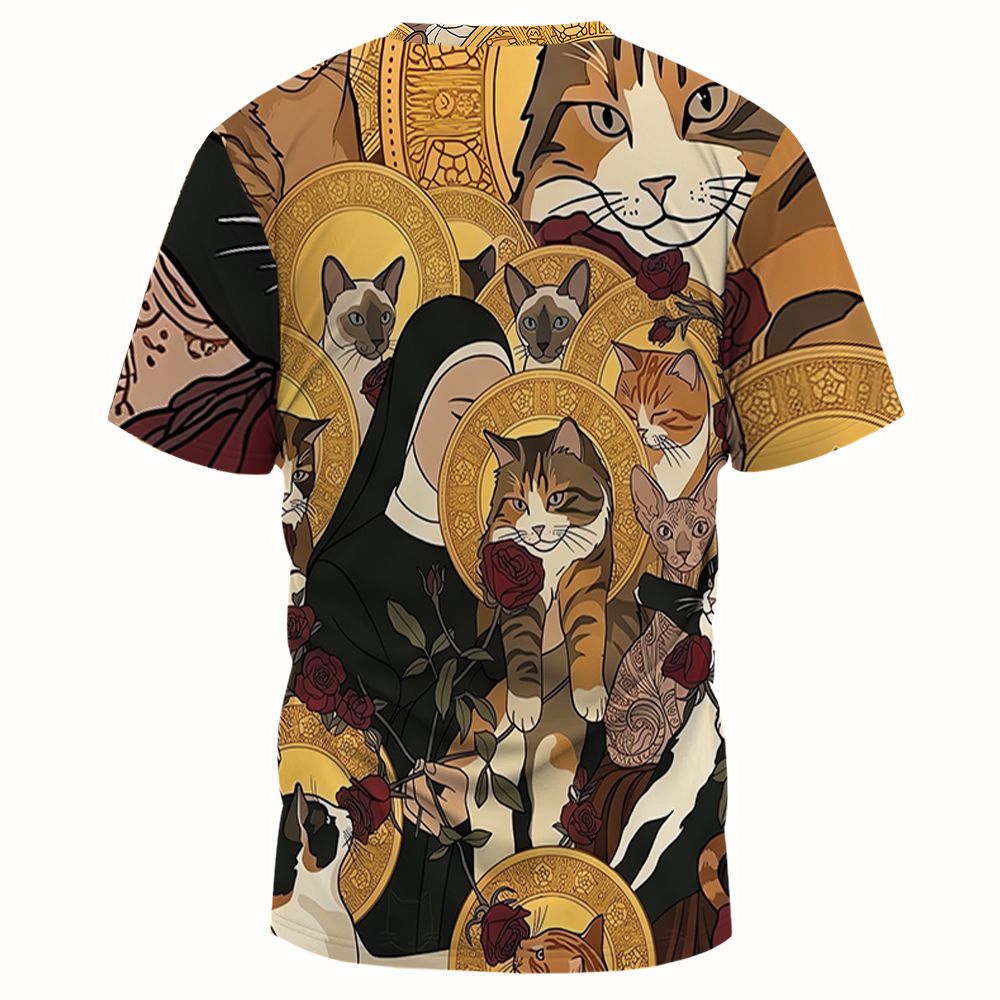 Sacred Feline Renaissance Art Full Print Unisex T-Shirt -  - 2